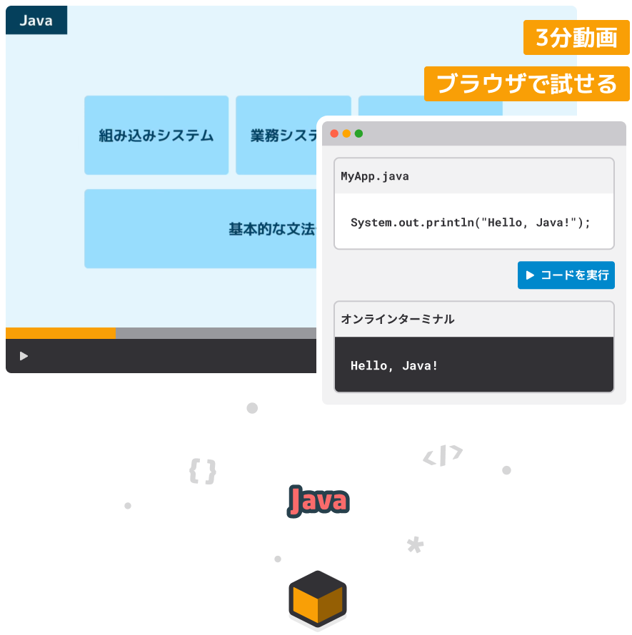 Java入門のレッスン画面