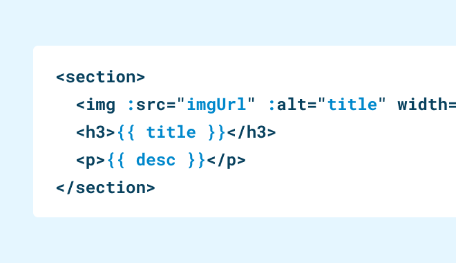 HTMLを利用してVue.jsを書いているイメージ